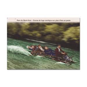 Carte postale - n° 403 - Course de luge nautique sur plan d'eau en pente - Série ""Parc du Haut-Jura""