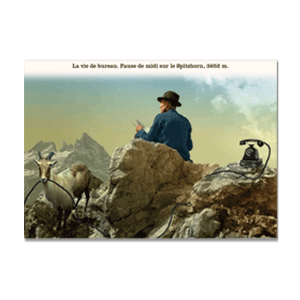 Carte postale - n° 552 - La vie de bureau. Pause de midi sur le Spitzhorn, 3652 m. - Cartes hors-collections Plonk et Replonk