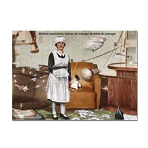 Carte postale - n° 634 - Métiers spécialisés : Femme de ménage de scène de ménage - Les métiers d'antan