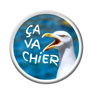 Badge ou aimant 56mm - Ça va chier – Bleu